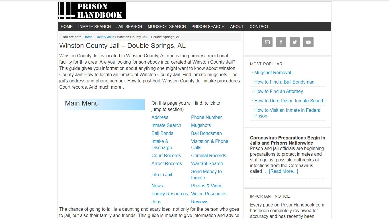 Winston County Jail – Double Springs, AL - Prison Handbook